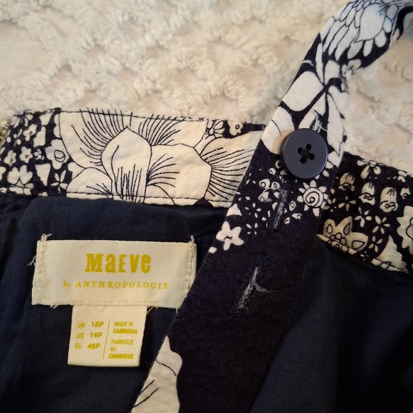 Anthropologie Maeve Blue White Floral Halter Wide Leg Jumpsuit 14 Petite NWT - Picture 9 of 13